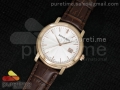 Jules Audemars Automatic RG White Dial Style 2 on Brown Leather Strap MIYOTA9015