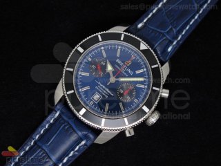 SuperOcean Heritage Chrono 125th Limited Edition SS Blue/Black Dial on Blue Leather Strap