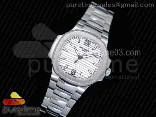 Nautilus Jumbo Ladies 7118 PF 1:1 Best Edition White Textured Dial on SS Bracelet A324 Clone