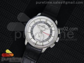 1966 Dual Time SS TF 1:1 Best Edition White Dial on Black Leather Strap A3300