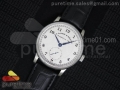 Classic 1815 SS White Dial Blue Hand on Black Leather Strap A23J