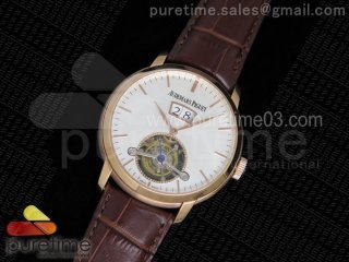 Jules Tourbillon RG Big Date White Dial on Brown Leather Strap