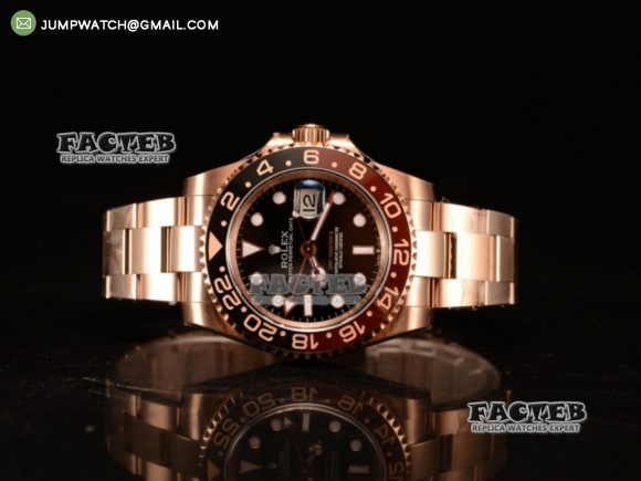 GMT-Master II RG 1:1 Polished Bezel Best Edition Black Dial on SS Bracelet Swiss ETA 2836