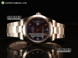 DateJust 41 SS Polished Bezel BP Best Edition Blue Dial Diamonds Markers on SS Bracelet Swiss ETA 2836