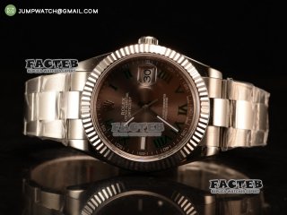 DateJust 41 SS Polished Bezel BP Best Edition Brown Dial Roman Numeral Markers on SS Bracelet Swiss ETA 2836