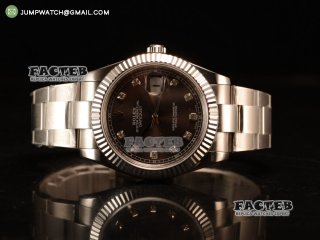 DateJust 41 SS Polished Bezel BP Best Edition Diamonds Markers Brown Dial on SS Bracelet Swiss ETA 2836