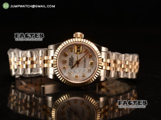 DateJust 26 SS/YG Polished Bezel BP Best Edition Black Dial Diamonds Markers on YG Bracelet Swiss ETA 2671