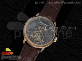 Jules Tourbillon RG Big Date Gray Dial on Brown Leather Strap