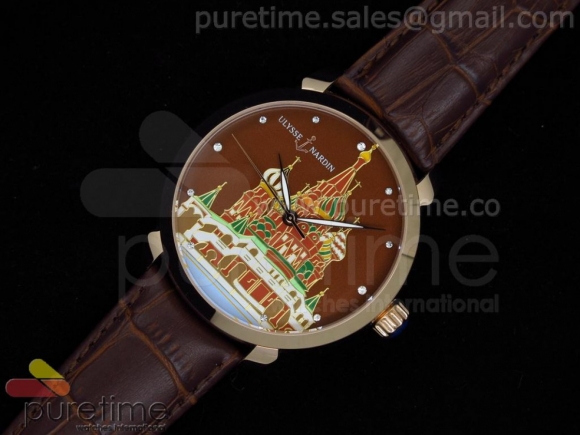 Kremlin Set St. Basil Red Square RG Brown Dial on Brown Leather Strap A21J