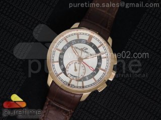 1966 Dual Time RG TF 1:1 Best Edition White Dial on Brown Leather Strap A3300