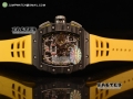 RM 011-03 PVD Forge Carbon Black Bezel Black Markers Skeleton Dial on Yellow Rubber Strap A7750