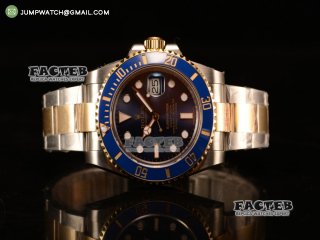 Top Quality Rolex Submariner Two Tone Case Blue Dial Dots Markers Two Tone Bracelet