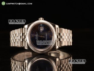 Rolex Datejust 37mm Swiss ETA 2836 Automatic Steel Case with Jubilee Steel Bezel Blue Dial Diamonds Steel Bracelet