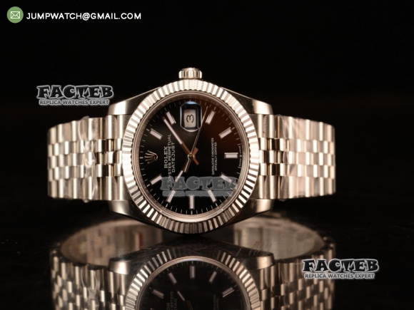 Rolex Datejust 37mm Swiss ETA 2836 Automatic Steel Case with Jubilee Steel Bezel Black Dial Stick Steel Bracelet