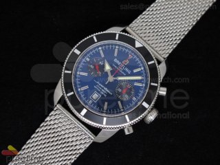 SuperOcean Heritage Chrono 125th Limited Edition SS Blue/Black Dial on Mesh Bracelet