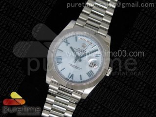 Day-Date 40 228206 Noob 1:1 Best Edition Quadrant Textured Ice Blue Dial on SS President Bracelet A3255