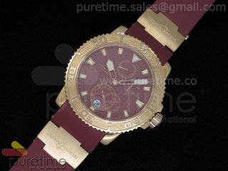 Maxi Marine Diver Chronometer RG Maroon on Rubber Strap A23J