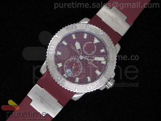 Maxi Marine Diver Chronometer SS Maroon on Rubber Strap A23J