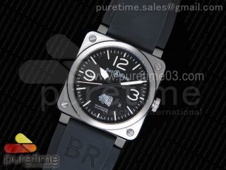 BR03-92 EDC 2/4 La Fayette SS Black Dial on Black Rubber Strap MIYOTA 9015 V2