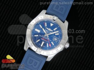 Avenger GMT SS GF 1:1 Best Edition Blue Dial On Blue rubber Strap A2836