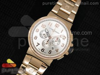 Marine Chrono 44mm RG Silver Dial Arabic Markers on RG Bracelet A7750