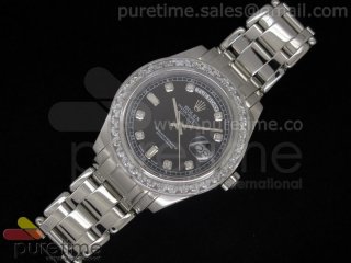 Day Date SS Black Dial Diamond Bezel on Bracelet