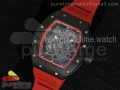 RM035 PVD RMF Red Inner Bezel Skeleton Dial on Red Rubber Strap MIYOTA9015