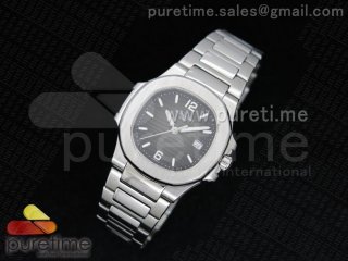 Nautilus Ladies 7011 SS Gray Textured Dial on SS Bracelet Ronda Quartz