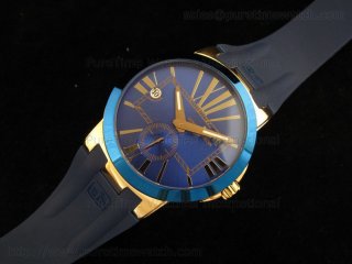 Executive Dual Time RG Blue Bezel Blue Dial on Blue Rubber Strap