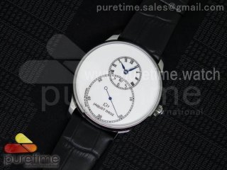 Grande Seconde Enamel SS White Dial on Black Leather Strap A23J