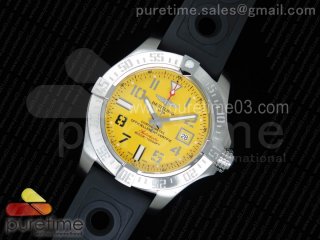 Avenger II Seawolf SS GF 1:1 Best Edition Yellow Dial On Black Rubber Strap A2824