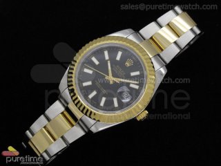 Date Just II 41mm SS/YG Black Dial Stick Marker SS/YG Oyster Bracelet