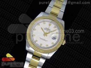 Date Just II 41mm SS/YG White Dial Diamonds Marker on SS/YG Bracelet A3136