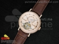 Jubilee Tourbillon 5 Days RG Full Paved Diamonds Dial on Brown Leather Strap