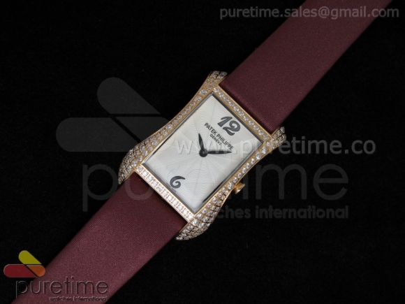 Gondolo Ladies RG 30mm White Dial Diamond Bezel on Red Nylon Strap Swiss Quartz