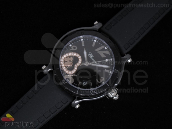 Happy Sports Ladies Valentine 2011 Ceramic Black Dial Rubber Strap Swiss Quartz